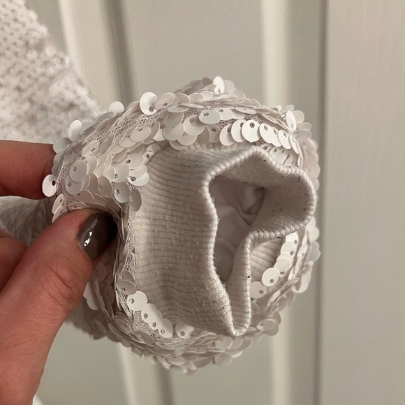 White sequin pull over sweat shirt for girls. - Picture 3 of 5